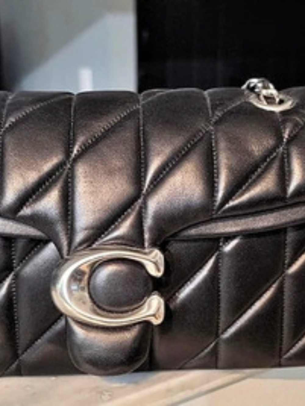 Coach Quilted Shoulder Bag Quilted Leather Shoulder Bag in Black